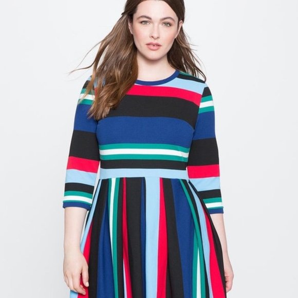 EUC Eloquii Striped Work Dress - Picture 1 of 5